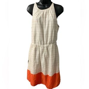 Old Navy Women's Sz Large White & Orange Pullover Elastic Waist Sundress Ruffle